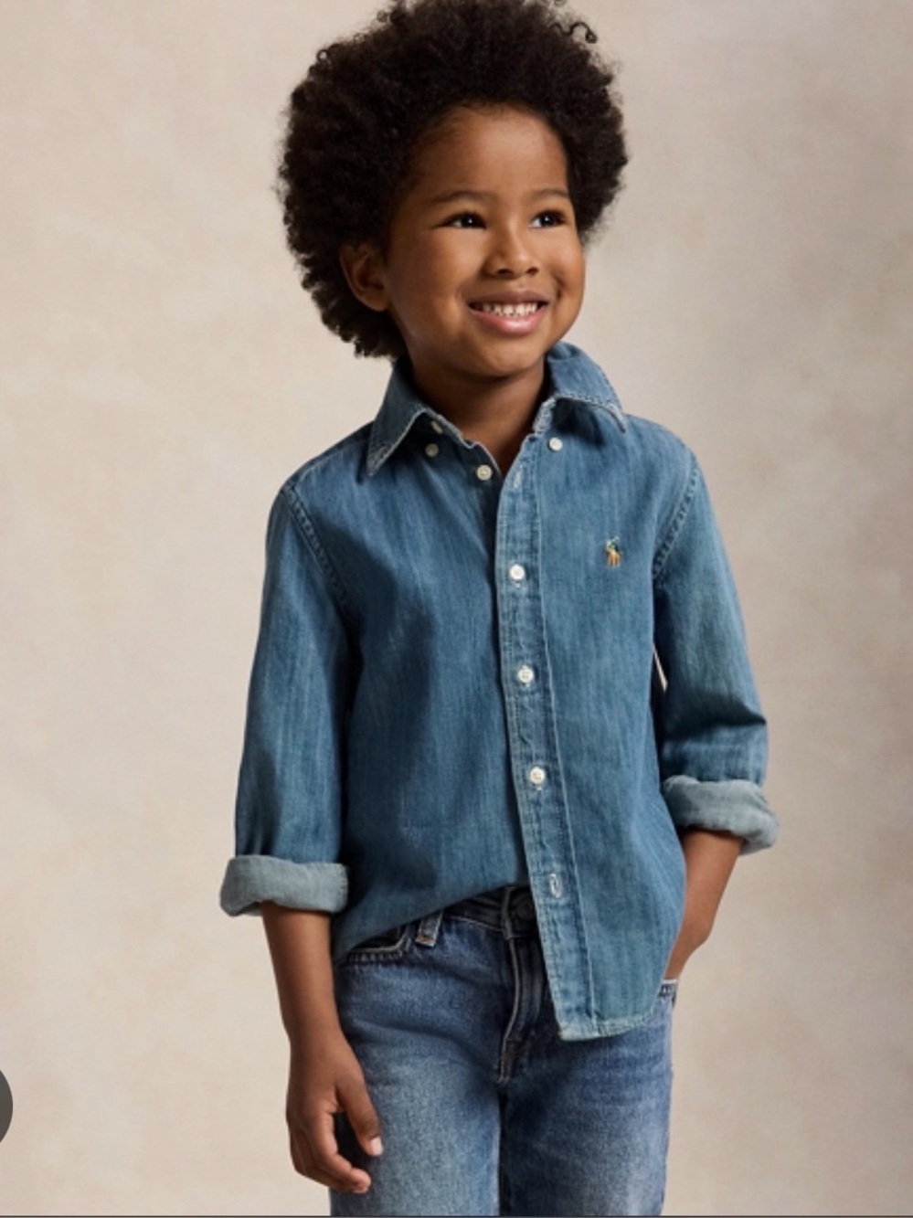 Ralph Lauren Boys Cotton Chambray Shirt - Dark Blue size 3T